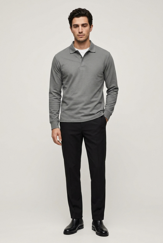 Areila Men's Long Sleeve Polo Shirt