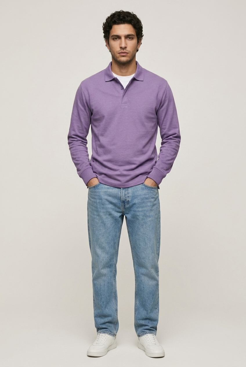 Areila Men's Long Sleeve Polo Shirt