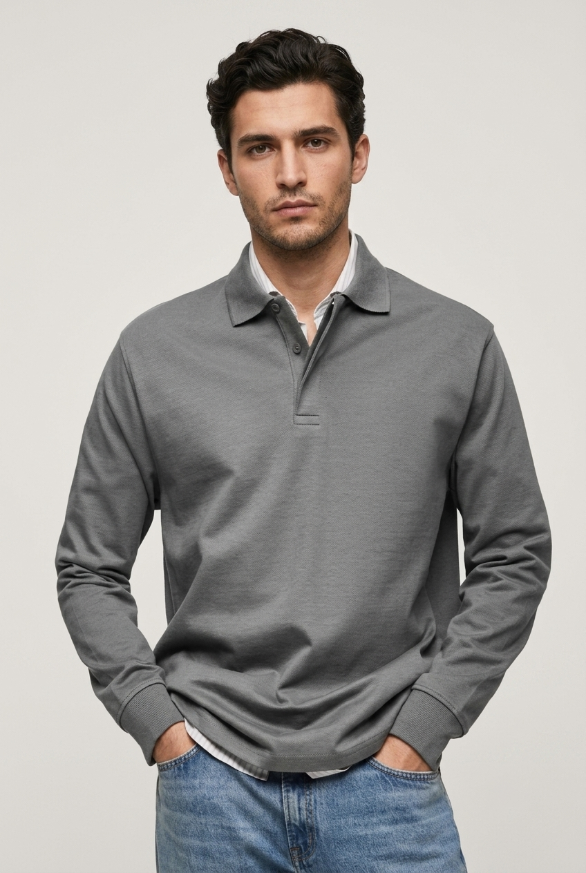 Areila Men's Long Sleeve Polo Shirt