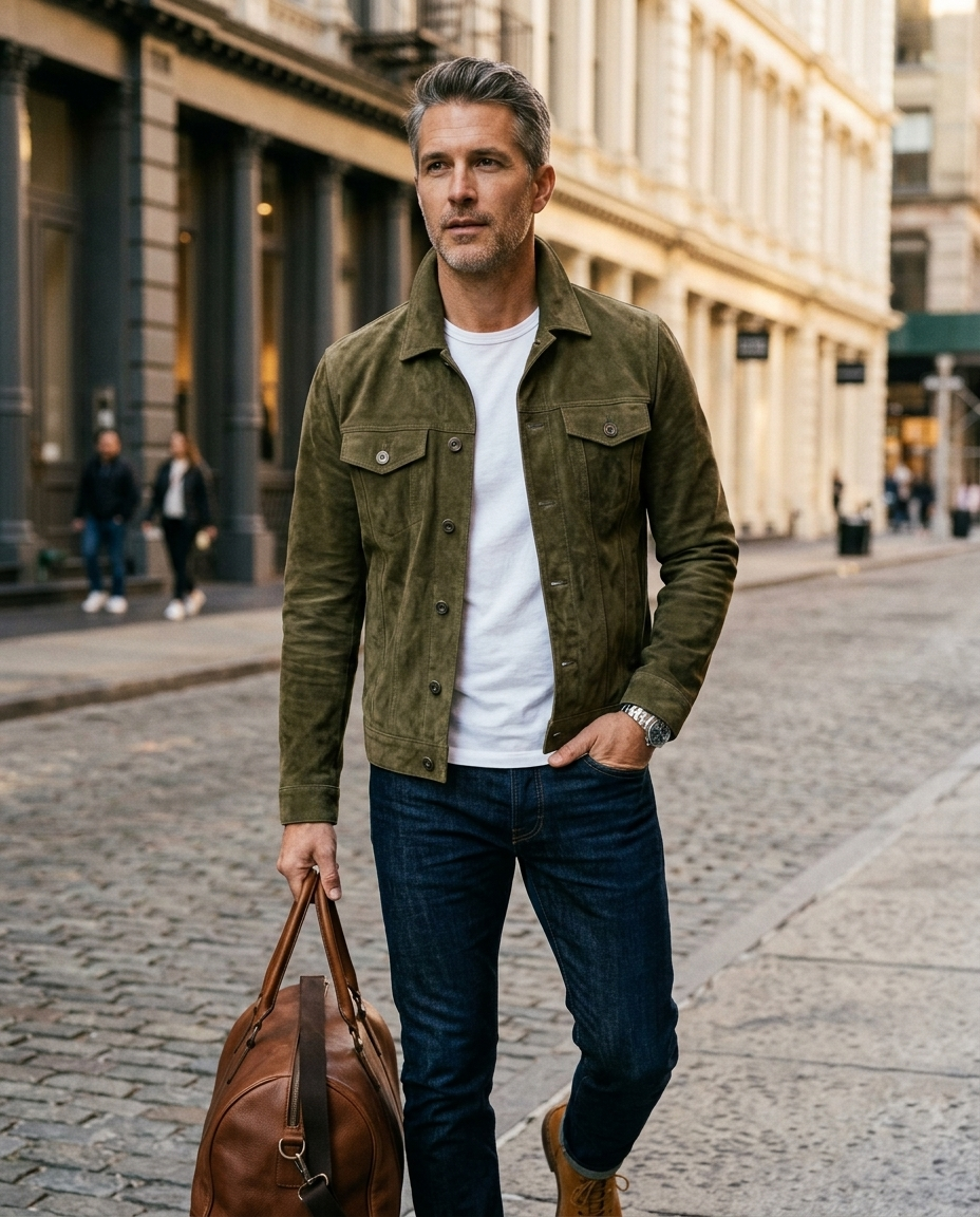 Areila Suede Trucker Jacket