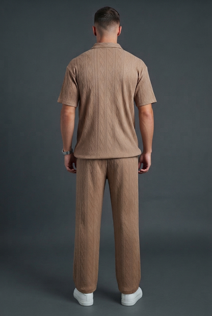 Men's Knitted Polo Shirt and Pants Set
