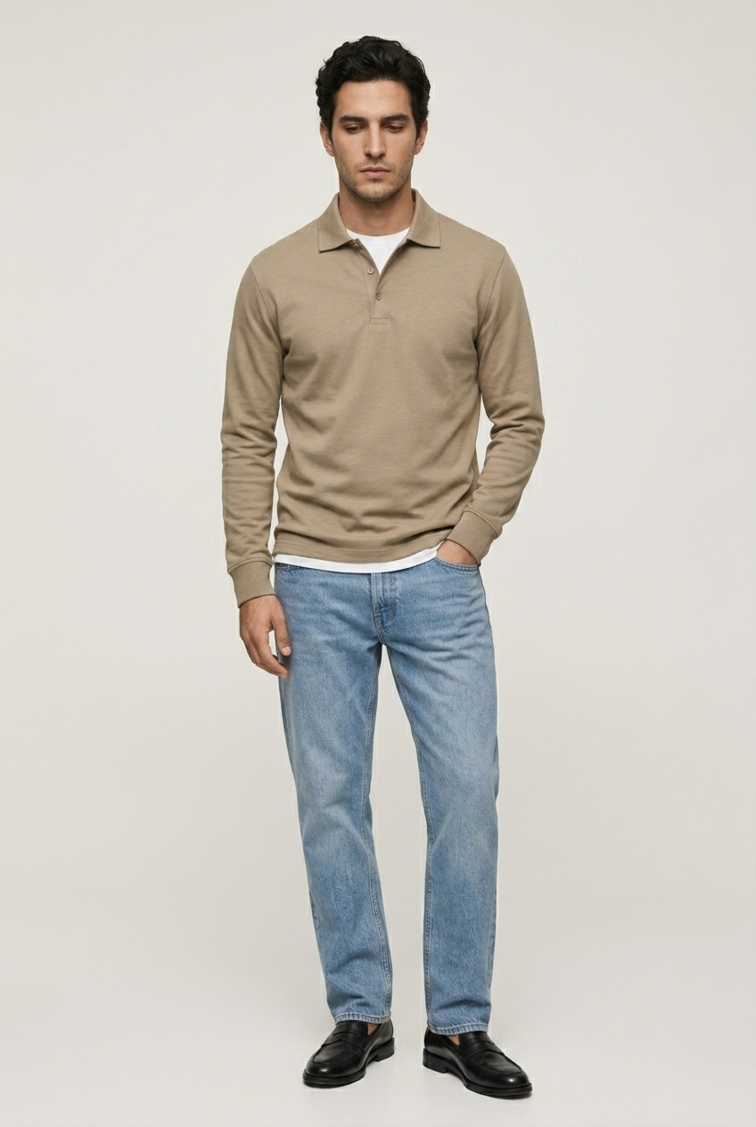 Areila Men's Long Sleeve Polo Shirt