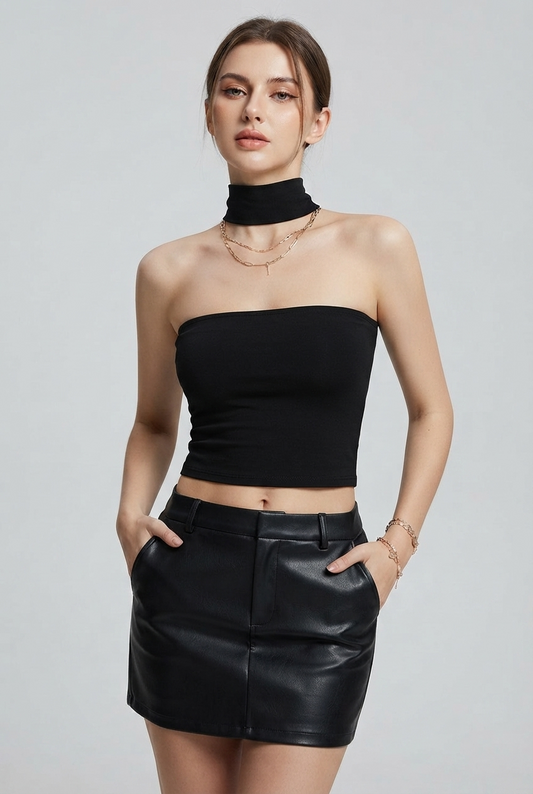 Women's Strapless Choker Tube Top