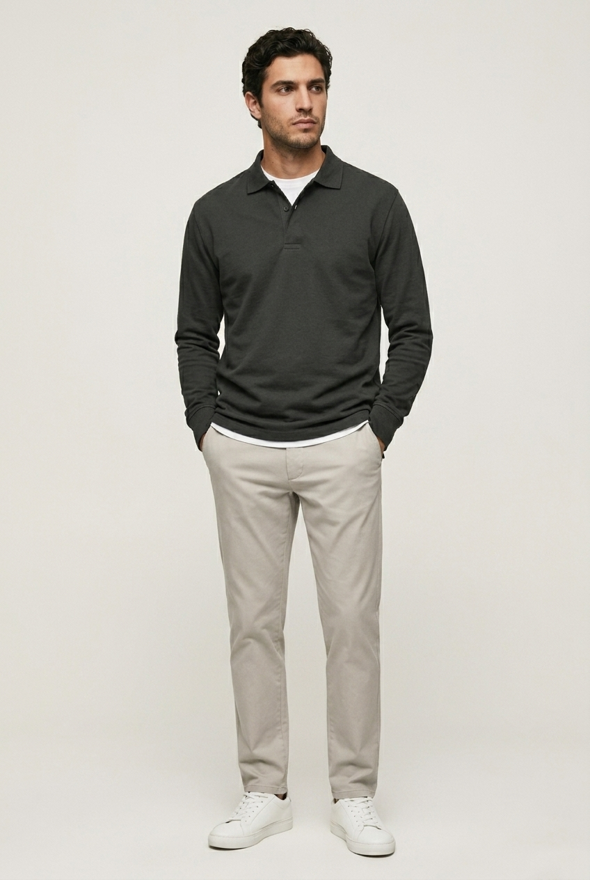 Areila Men's Long Sleeve Polo Shirt