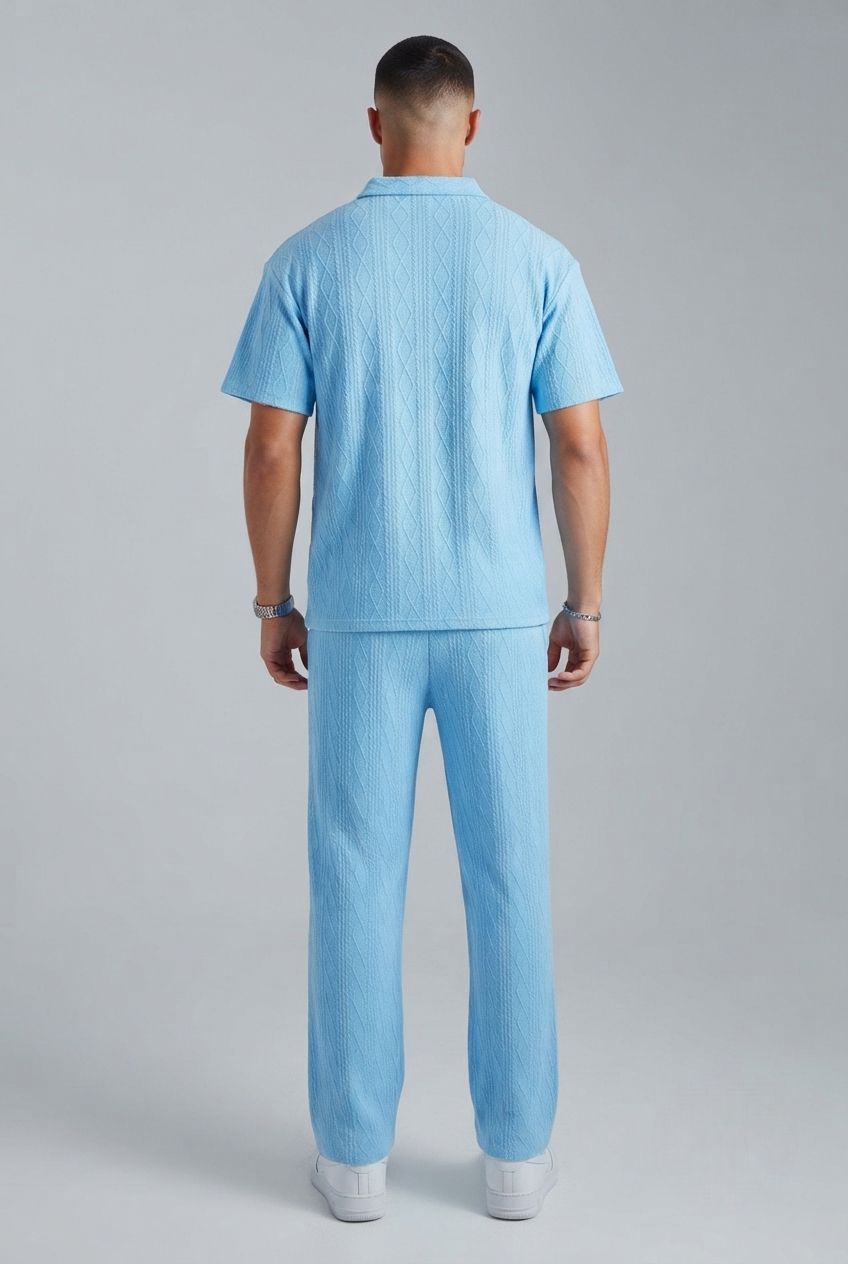 Men's Knitted Polo Shirt and Pants Set