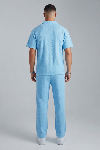 Men's Knitted Polo Shirt and Pants Set