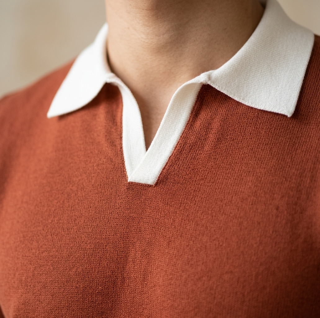 Areila Contrast Knit Short Sleeve Slim Fit Polo