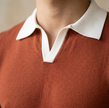 Areila Contrast Knit Short Sleeve Slim Fit Polo