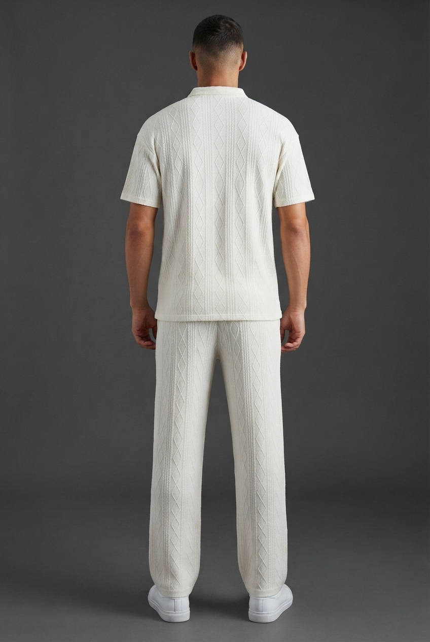 Men's Knitted Polo Shirt and Pants Set