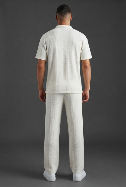 Men's Knitted Polo Shirt and Pants Set