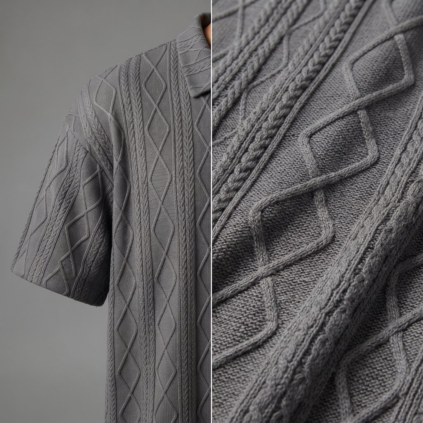 Men's Knitted Polo Shirt and Pants Set