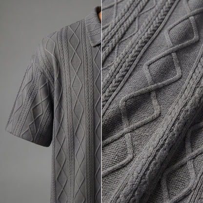 Men's Knitted Polo Shirt and Pants Set