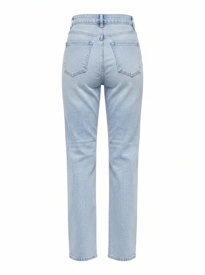 Women's High-Waisted Slim Straight Jeans