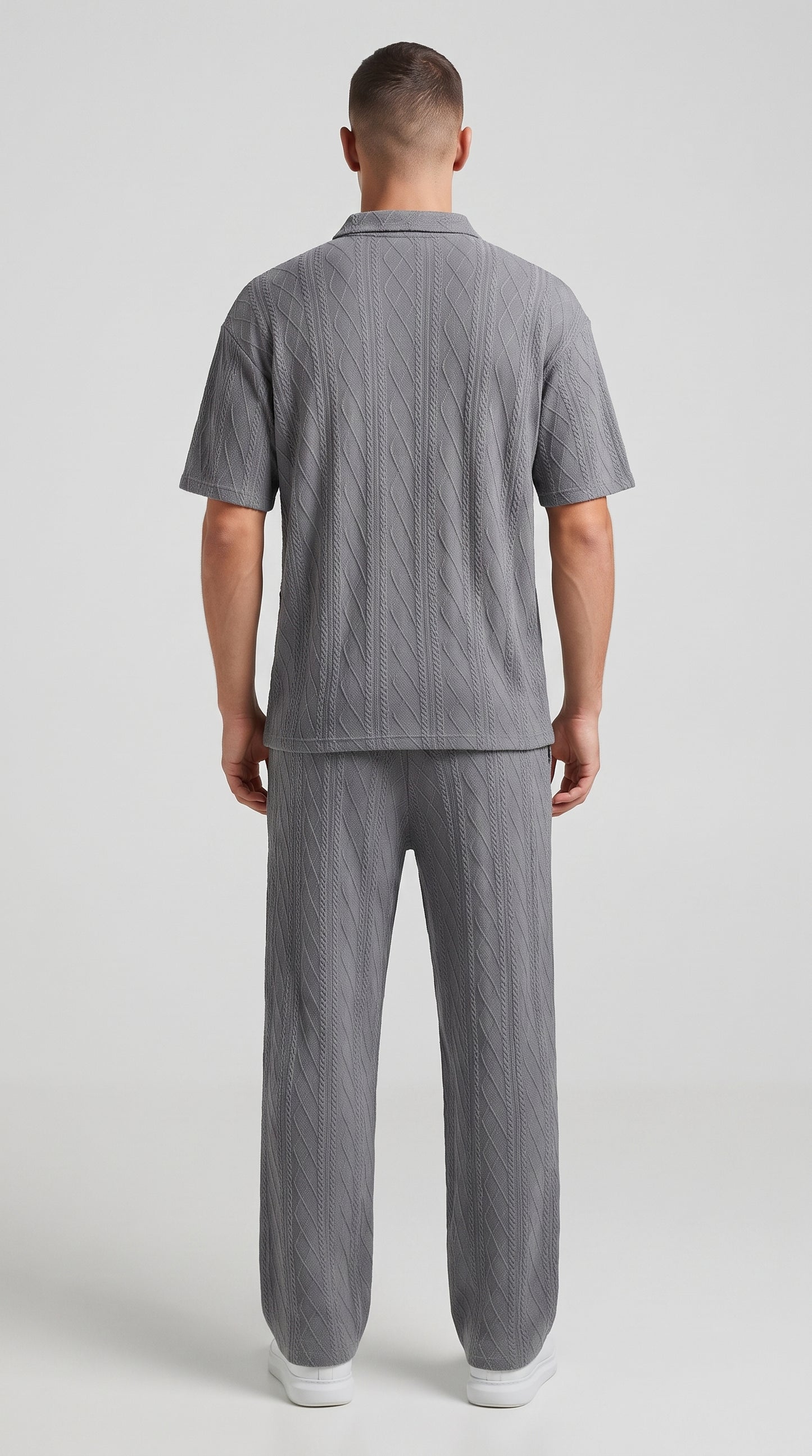 Men's Knitted Polo Shirt and Pants Set