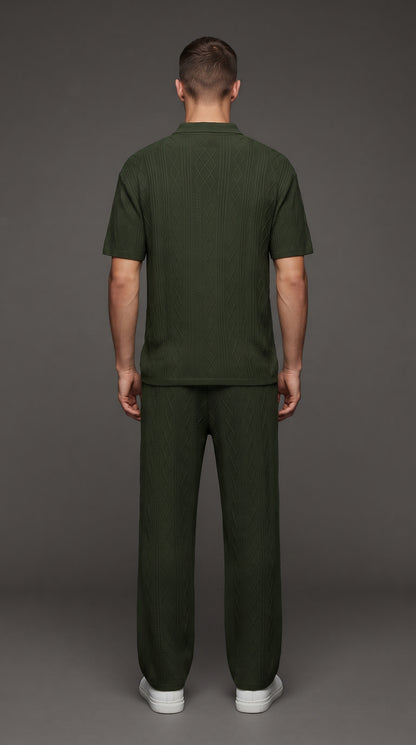 Men's Knitted Polo Shirt and Pants Set