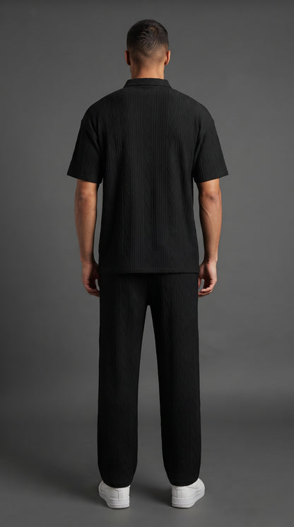 Men's Knitted Polo Shirt and Pants Set