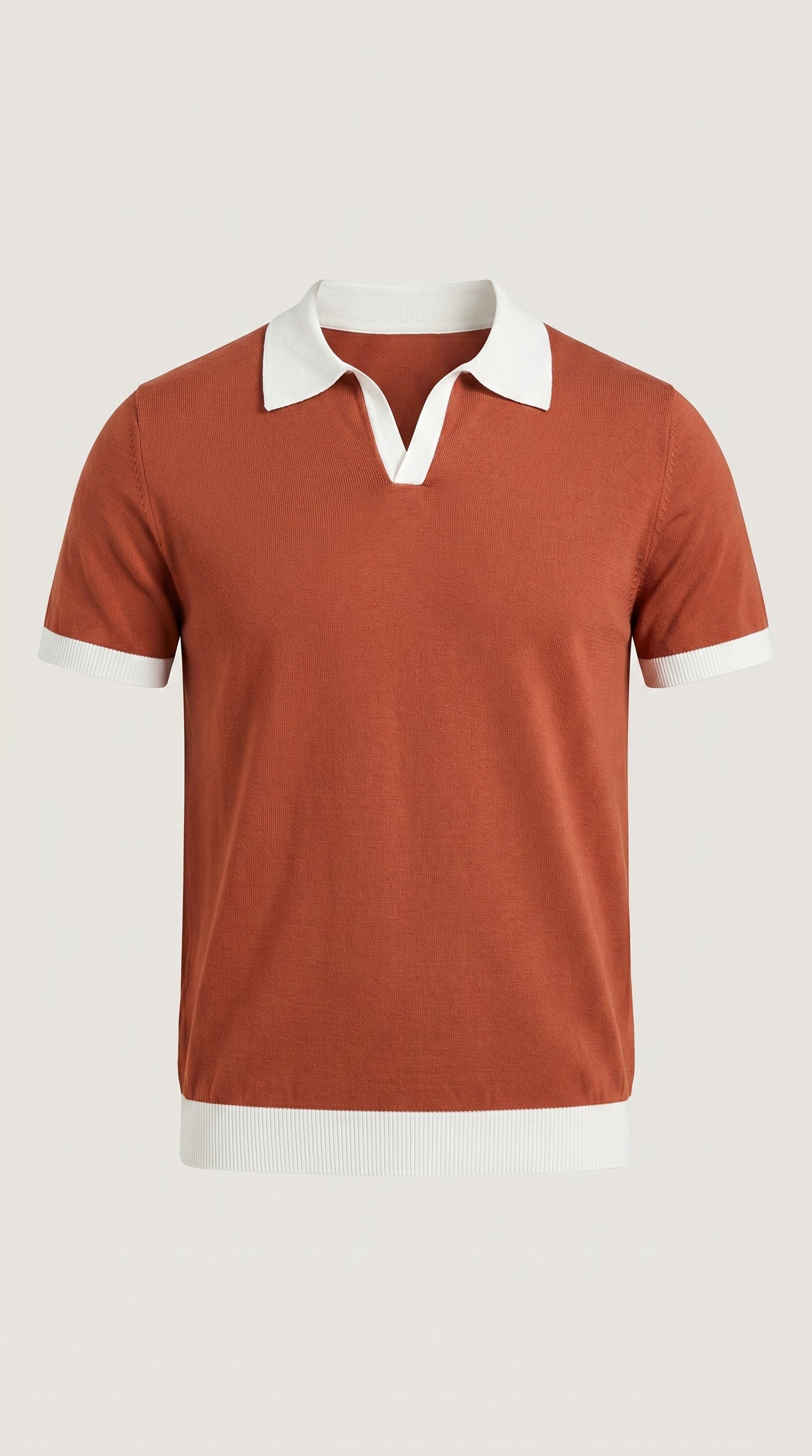 Areila Contrast Knit Short Sleeve Slim Fit Polo