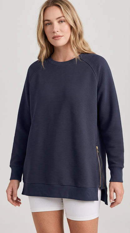 Ribbed Oversized Sweatshirt With Side Zips