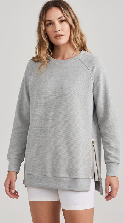 Ribbed Oversized Sweatshirt With Side Zips