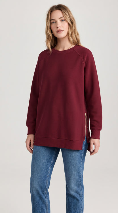 Ribbed Oversized Sweatshirt With Side Zips