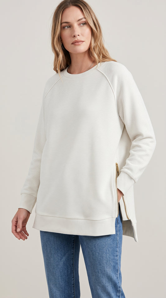Ribbed Oversized Sweatshirt With Side Zips