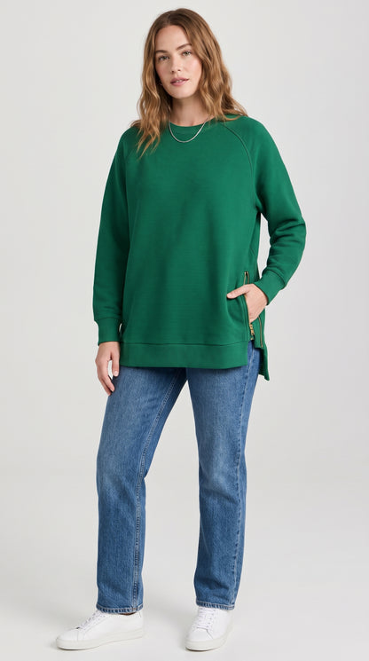 Ribbed Oversized Sweatshirt With Side Zips