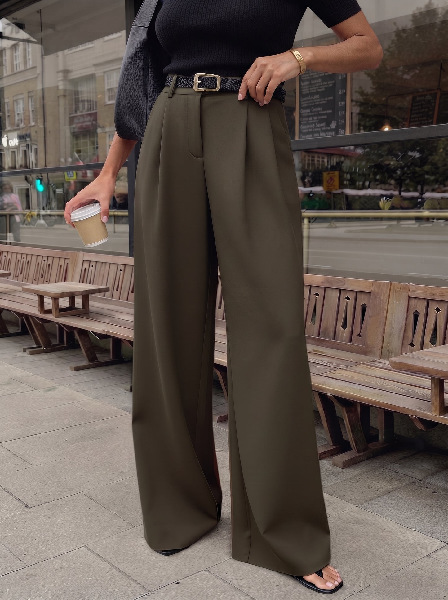 Women's High-Waisted Wide Leg Trousers