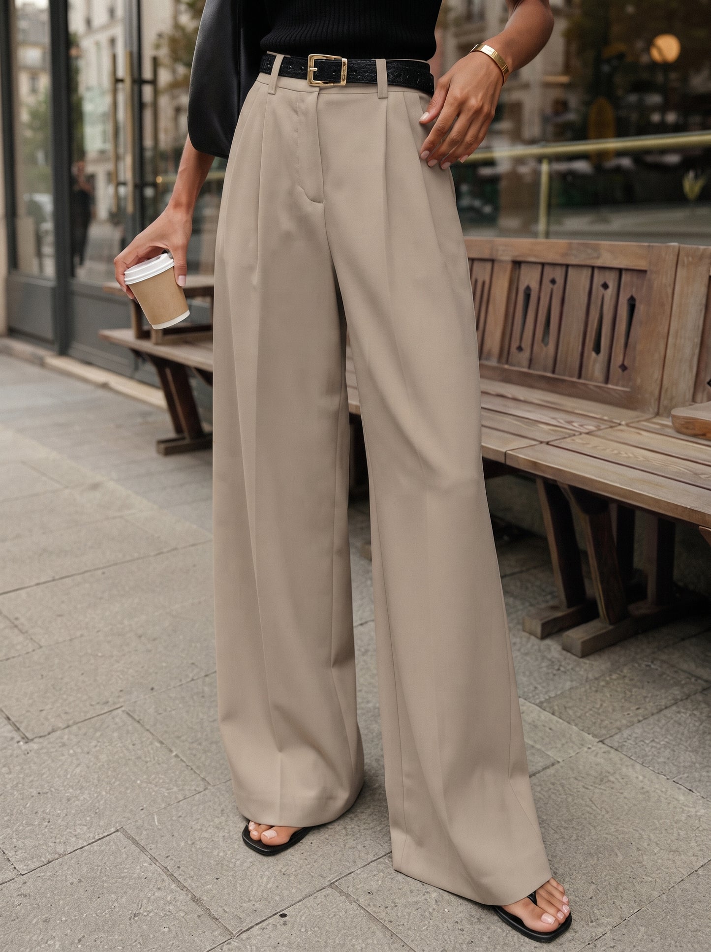 Women's High-Waisted Wide Leg Trousers
