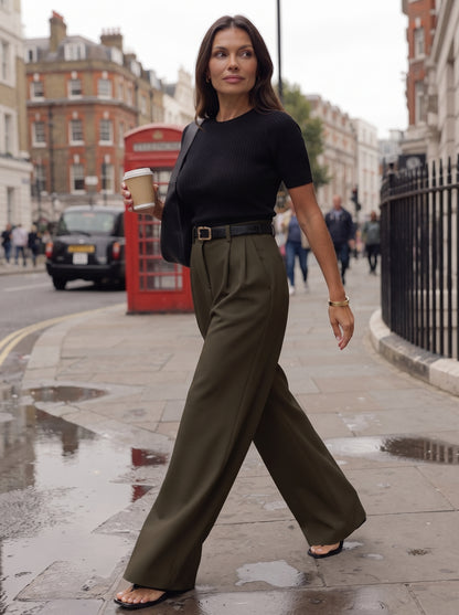 Women's High-Waisted Wide Leg Trousers