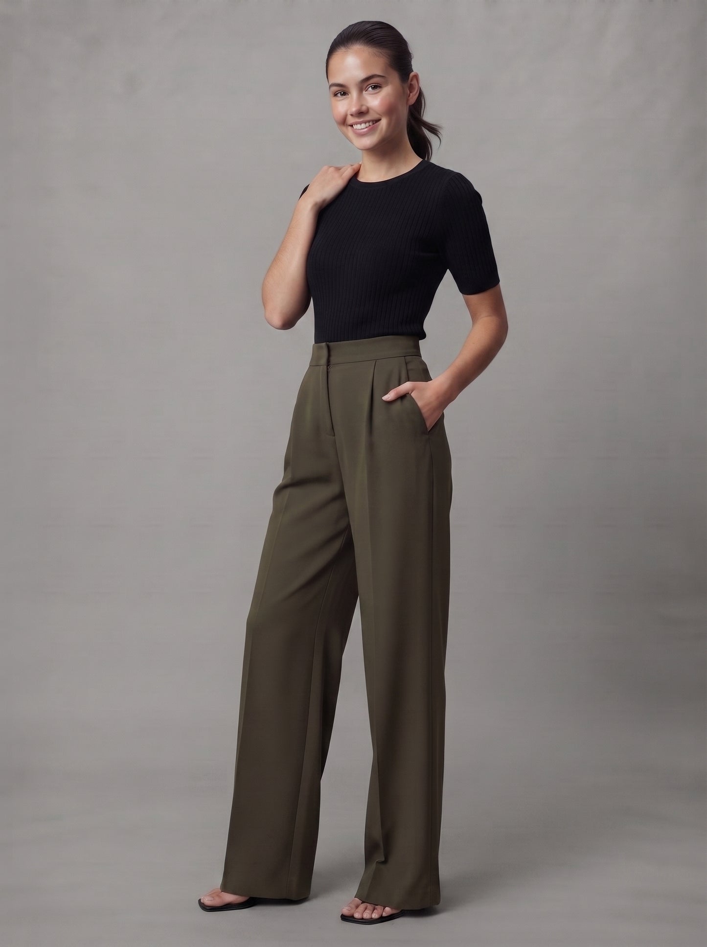 Women's High-Waisted Wide Leg Trousers