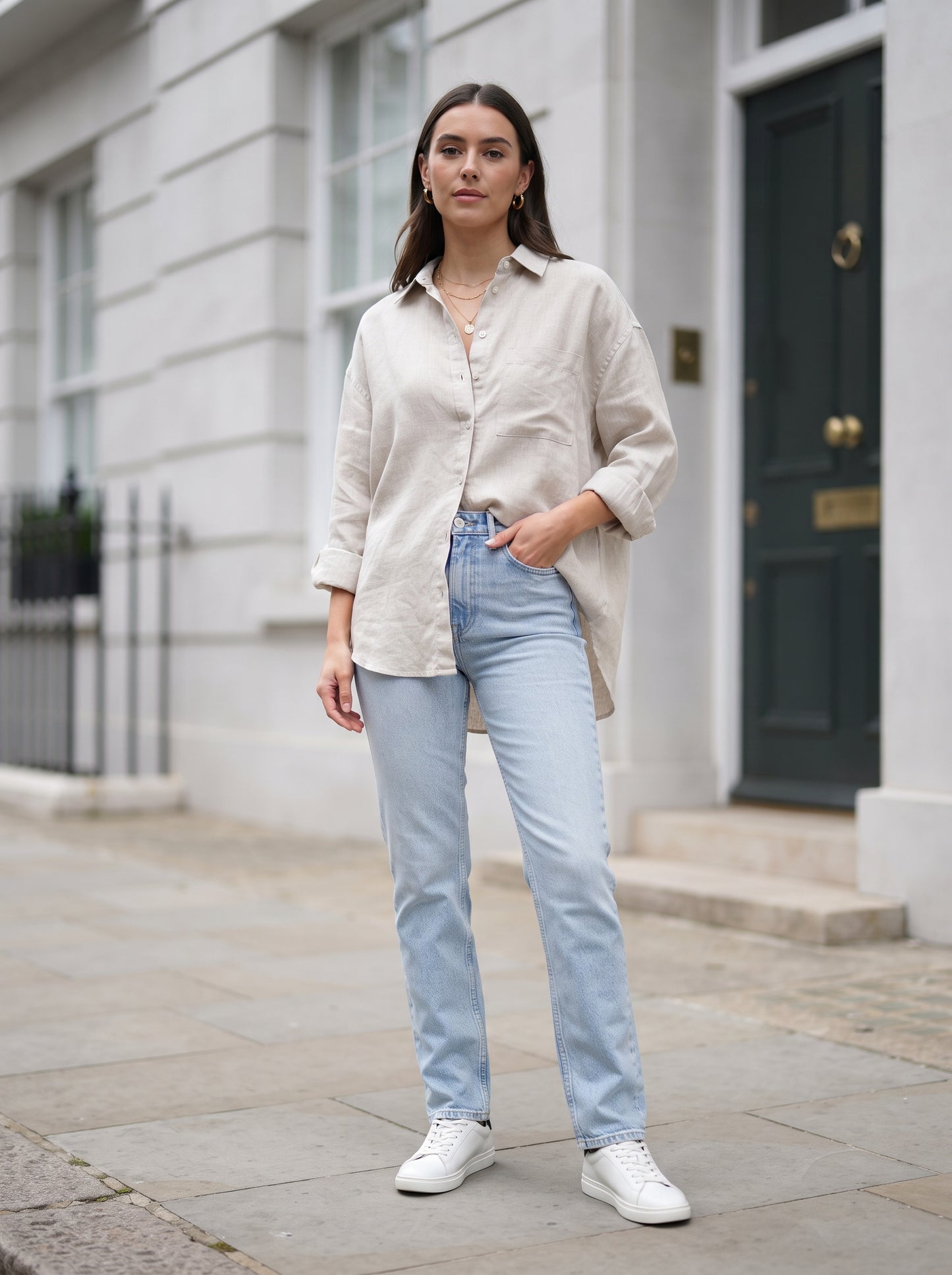 Women's High-Waisted Slim Straight Jeans