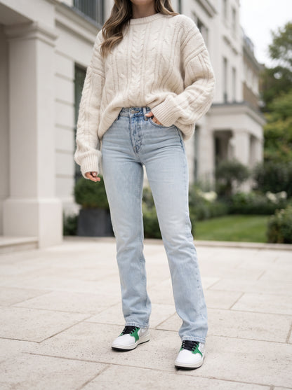 Women's High-Waisted Slim Straight Jeans